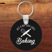 Gewoon een jongen die van het baken houdt sleutelhanger (Achterkant)