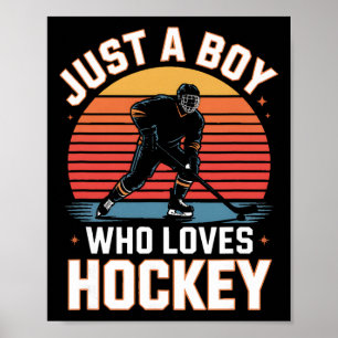 Gewoon een jongen die van hockey houdt Retro ijsho Poster