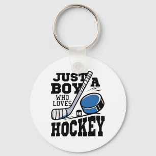 Gewoon Een Jongen Die Van Hockey IJshockey Liefheb Sleutelhanger