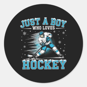 Gewoon Een Jongen Die Van Hockey Speler IJshockey Ronde Sticker