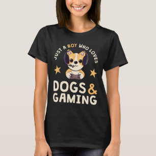 Gewoon Een Jongen Die Van Honden En Gamen Houdt Sc T-shirt