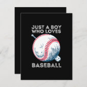 Gewoon een jongen die van honkbal houdt informatiekaartje (Voorkant / Achterkant)