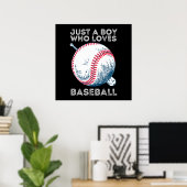 Gewoon een jongen die van honkbal houdt poster (Thuiskantoor)
