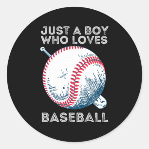 Gewoon een jongen die van honkbal houdt ronde sticker
