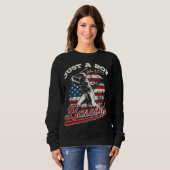 Gewoon een jongen die van honkbalvrouwen houdt trui (Voorkant volledig)