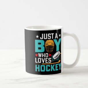 Gewoon Een Jongen Die Van IJshockey Speler Fan Kid Koffiemok