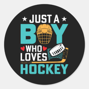Gewoon Een Jongen Die Van IJshockey Speler Fan Kid Ronde Sticker