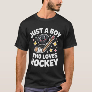 Gewoon een jongen die van ijshockeykids houdt Scha T-shirt