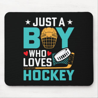 Gewoon een jongen die van ijshockeyspeler fan kids muismat