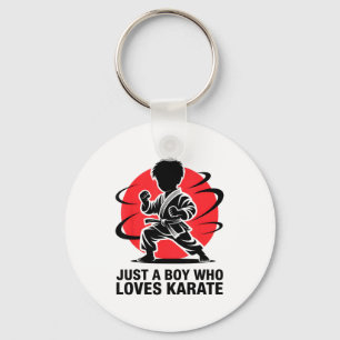 Gewoon Een Jongen Die Van Karate Martial Arts Kara Sleutelhanger