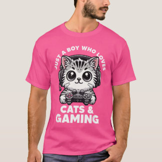 Gewoon een jongen die van katten houdt Gamen Jonge T-shirt