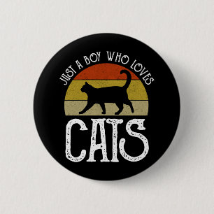 Gewoon Een Jongen Die Van Katten Houdt Ronde Button 5,7 Cm