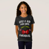 Gewoon een jongen die van kersen en fruitliefhebbe t-shirt (Voorkant volledig)