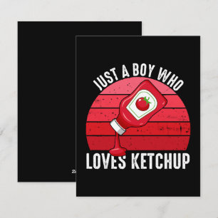 Gewoon een jongen die van ketchup houdt feestdagenkaart