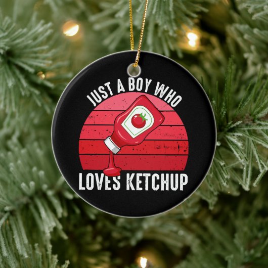 Gewoon een jongen die van ketchup houdt keramisch ornament (Boom)