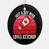 Gewoon een jongen die van ketchup houdt keramisch ornament (Links)
