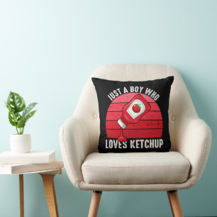 Gewoon Een Jongen Die Van Ketchup Houdt Kussen