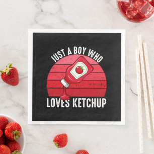 Gewoon Een Jongen Die Van Ketchup Houdt Servet