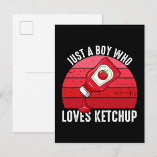 Gewoon Een Jongen Die Van Ketchup Houdt Uitnodiging Briefkaart