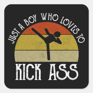 Gewoon Een Jongen Die Van Kick-Ass Houdt Vierkante Sticker