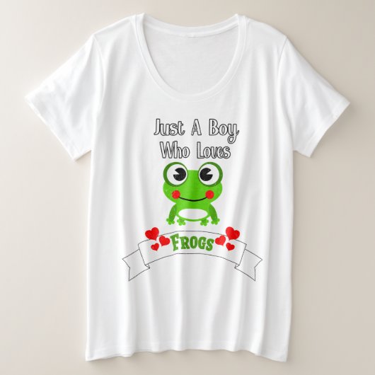 Gewoon een jongen die van kikkers houdt | Wereldki Grote Maat T-shirt (Design voorkant)