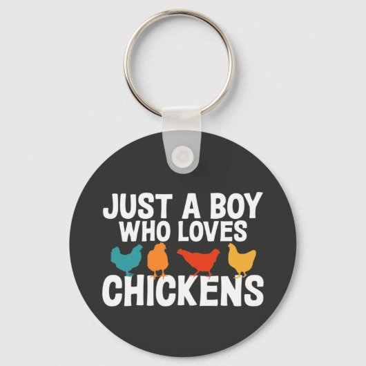 Gewoon een jongen die van kippen houdt... sleutelhanger (Voorkant)