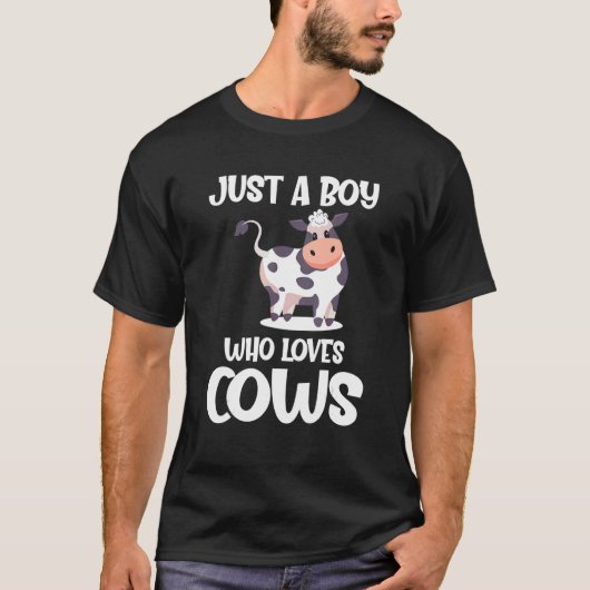 Gewoon een jongen die van Koe dierlijk Boerderij K T-shirt (Voorkant)