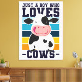 Gewoon een jongen die van Koe houdt Canvas Afdruk (Insitu (Woonkamer))