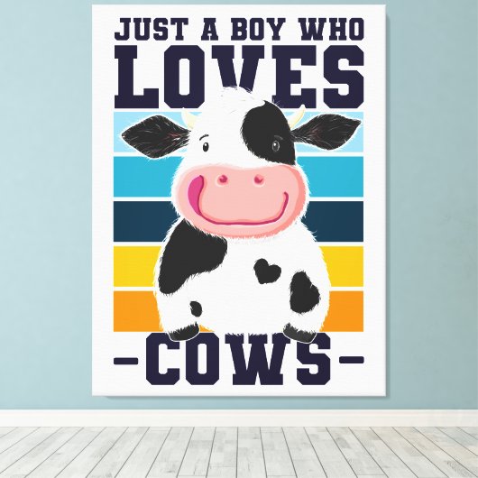 Gewoon een jongen die van Koe houdt Canvas Afdruk (Insitu (Houten vloer))
