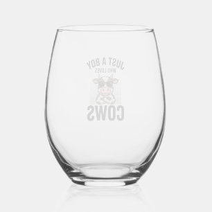 Gewoon een jongen die van koeien houdt Vintage koe Wijnglas Zonder Voet