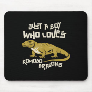 Gewoon een jongen die van Komodo Dragons reptiel d Muismat