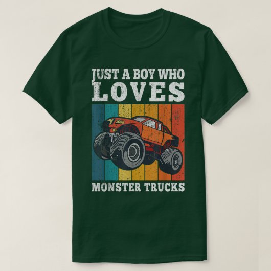 Gewoon een jongen die van Monster Trucks Kinder Bo T-shirt (Design voorkant)