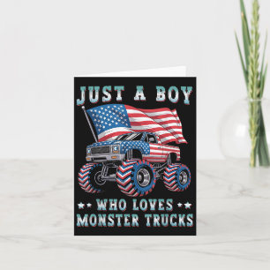 Gewoon Een Jongen Die Van Monstertrucks Amerikaans Kaart