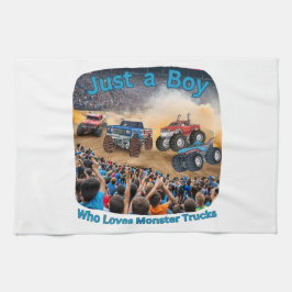 Gewoon een jongen die van monstertrucks houdt theedoek