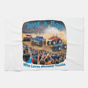 Gewoon een jongen die van monstertrucks houdt theedoek