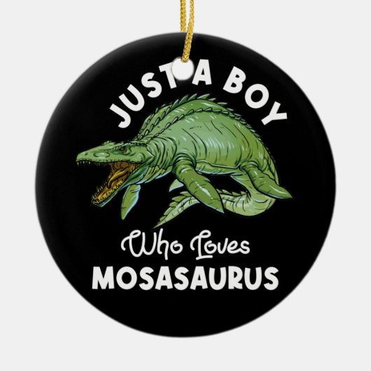 Gewoon een jongen die van Mosasaurus Dinosaur houd Keramisch Ornament (Voorkant)