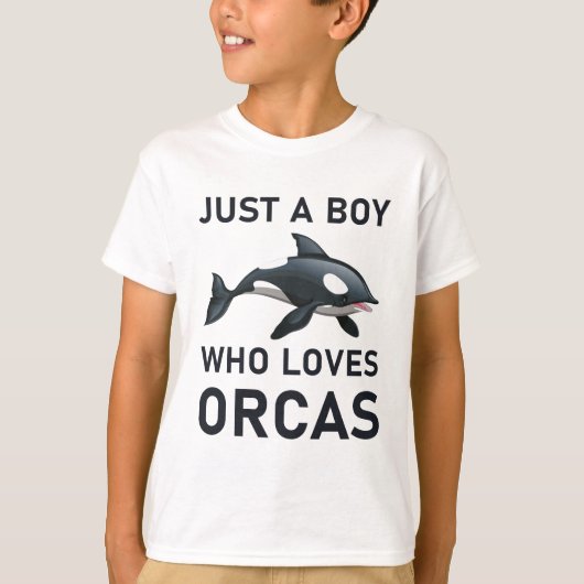 Gewoon een jongen die van Orcas Whales houdt T-shirt (Voorkant)