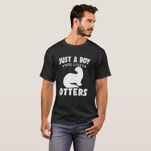 Gewoon een jongen die van otterdieren houdt t-shirt (Voorkant volledig)