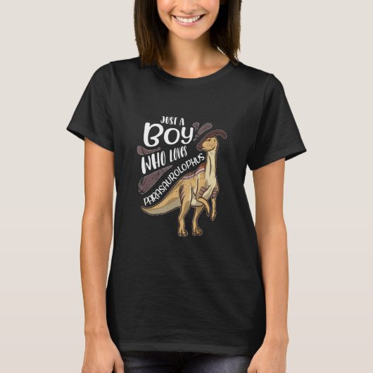 Gewoon een jongen die van Parasaurolophus Saurian  T-shirt (Voorkant)