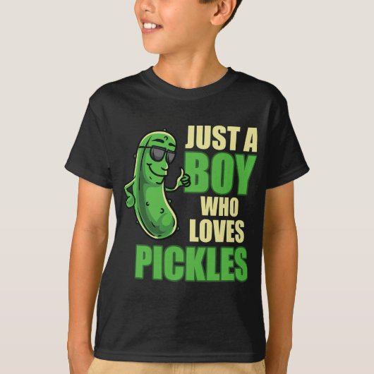Gewoon een jongen die van Pickles Funny Pickle Boy T-shirt (Voorkant)