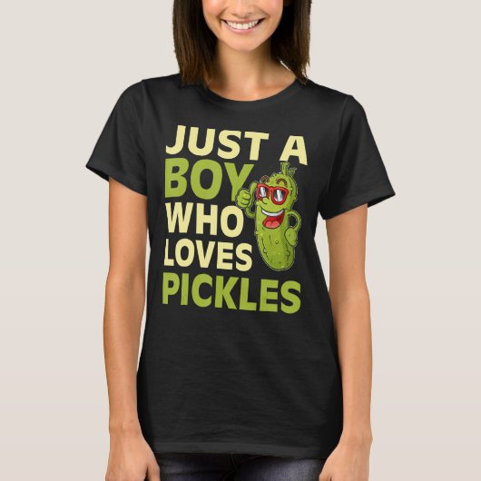 Gewoon een jongen die van Pickles Jar Pickle Cucum T-shirt (Voorkant)