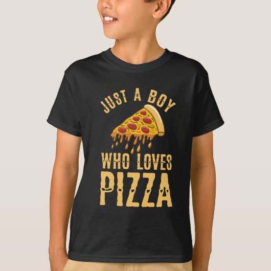 Gewoon een jongen die van Pizza houdt T-shirt (Voorkant)
