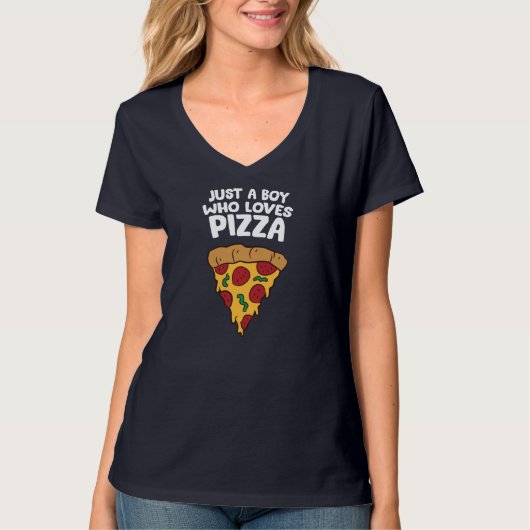 Gewoon een jongen die van Pizza houdt T-shirt (Voorkant)