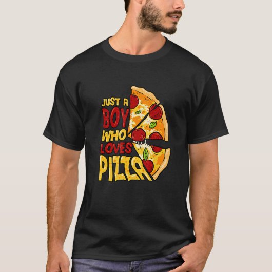 Gewoon een jongen die van Pizza houdt T-shirt (Voorkant)