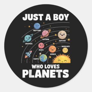 Gewoon een jongen die van planeten houdt, de weten ronde sticker
