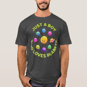 Gewoon een jongen die van planeten houdt, de weten t-shirt