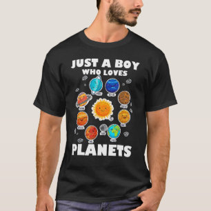 Gewoon een jongen die van planeten houdt en ruimte t-shirt