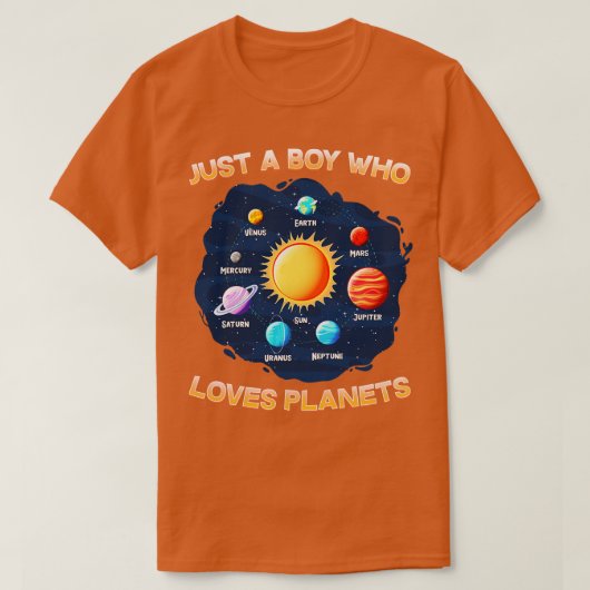 Gewoon een jongen die van planeten houdt I Science T-shirt (Design voorkant)