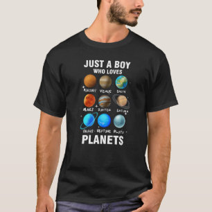 Gewoon een jongen die van planeten houdt, ruimtewe t-shirt