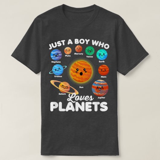 Gewoon een jongen die van Planets Fun Solar System T-shirt (Design voorkant)